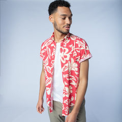 Retro Hawaiian Print Shirt S/S: Orange