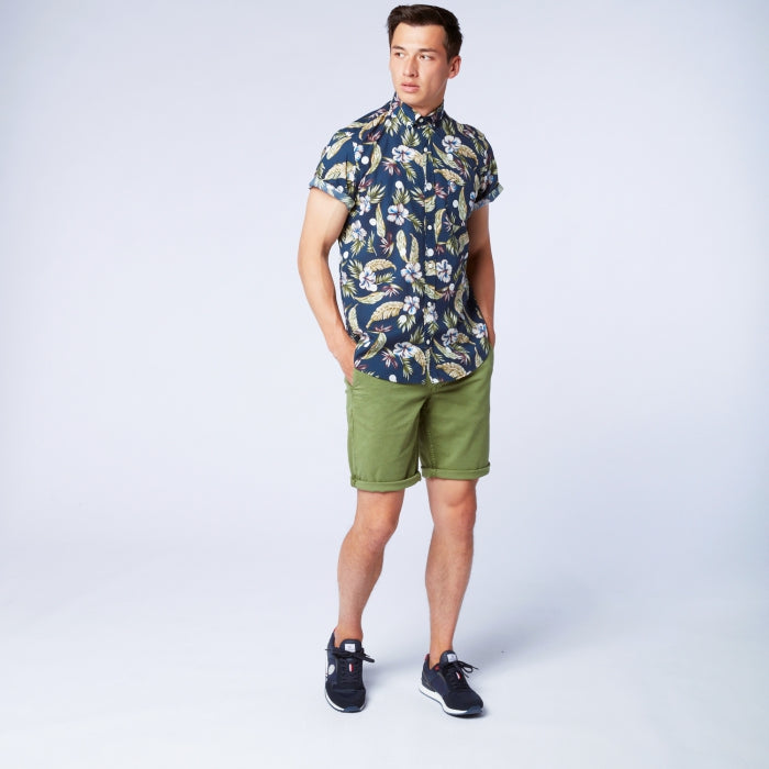 Floral Shirt S/S: Navy