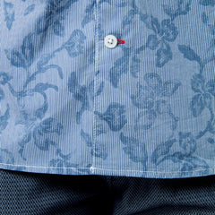 Fitted Stripe & Floral Shirt L/S: Blue