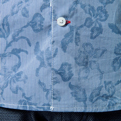 Fitted Stripe & Floral Shirt L/S: Blue