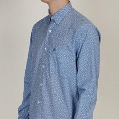 Printed Poplin Shirt L/S: Blue