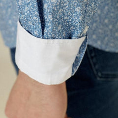 Printed Poplin Shirt L/S: Blue