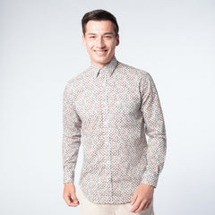 Fitted Geometric Shirt L/S: White