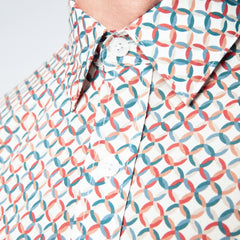 Fitted Geometric Shirt L/S: White
