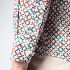 Fitted Geometric Shirt L/S: White