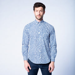 Flower Pattern Shirt L/S: Navy