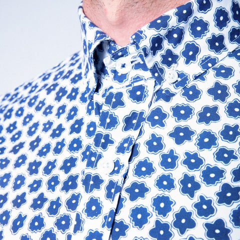 Flower Pattern Shirt L/S: Navy