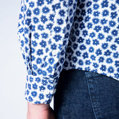 Flower Pattern Shirt L/S: Navy