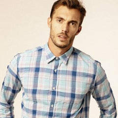 Plaid Woven Shirt L/S: Aqua