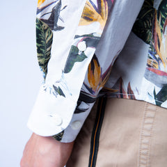 Tropical Floral Print Shirt L/S: White