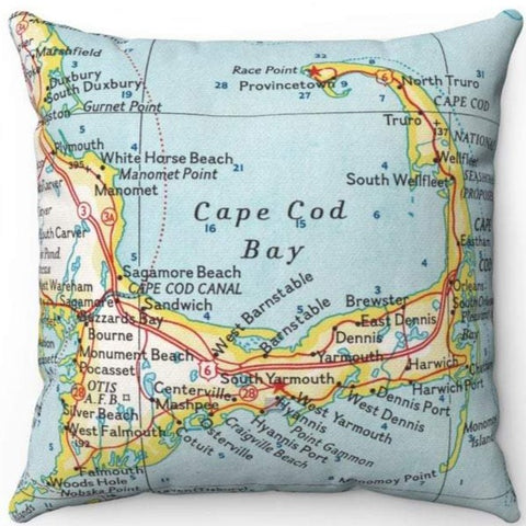 Cape Cod Vintage Map Pillow