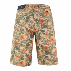 Floral Linen Blend Short: Off White