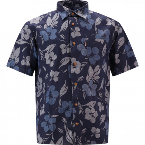 Hibiscus Pop Shirt S/S: Indigo