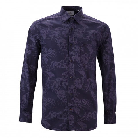 Tonal Tropical Whisper Shirt L/S: Indigo