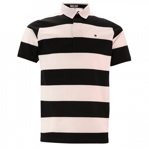 "PLAY" Wide Stripe Polo S/S: Black