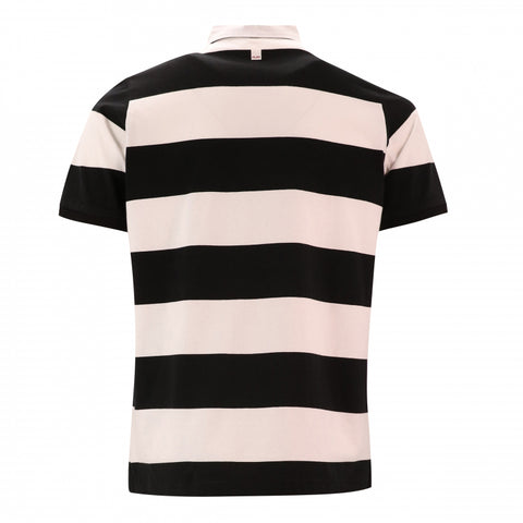 "PLAY" Wide Stripe Polo S/S: Black