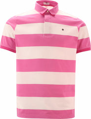 "PLAY" Wide Stripe Polo S/S: Fushia