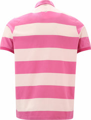 "PLAY" Wide Stripe Polo S/S: Fushia