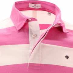 "PLAY" Wide Stripe Polo S/S: Fushia