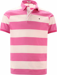 "PLAY" Wide Stripe Polo S/S: Fushia