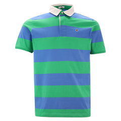 "PLAY" Wide Stripe Polo S/S: Field Green