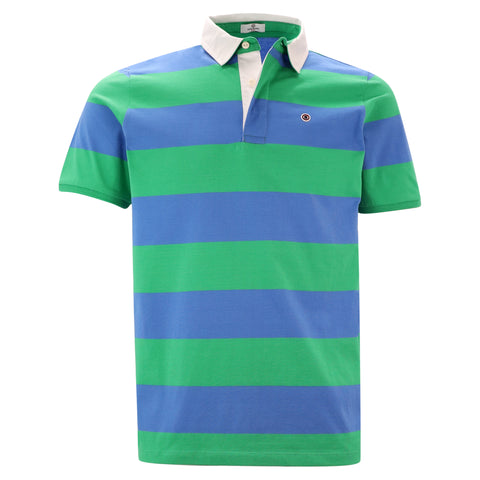 "PLAY" Wide Stripe Polo S/S: Field Green