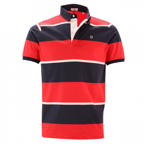 "PLAY" Multi Stripe Polo S/S: Dk Navy