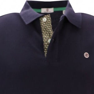 Printed Placket Polo S/S: Dk Navy