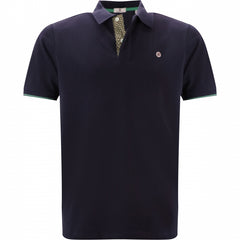 Printed Placket Polo S/S: Dk Navy