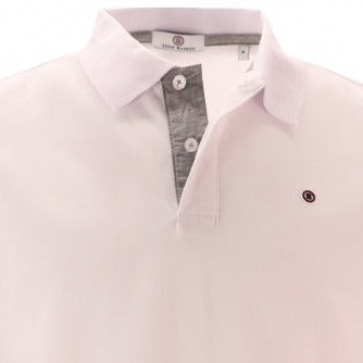 Printed Placket Polo S/S: White