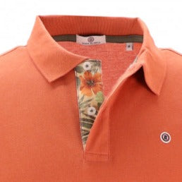 Printed Placket Polo S/S: Terracotta