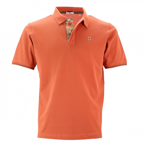 Printed Placket Polo S/S: Terracotta