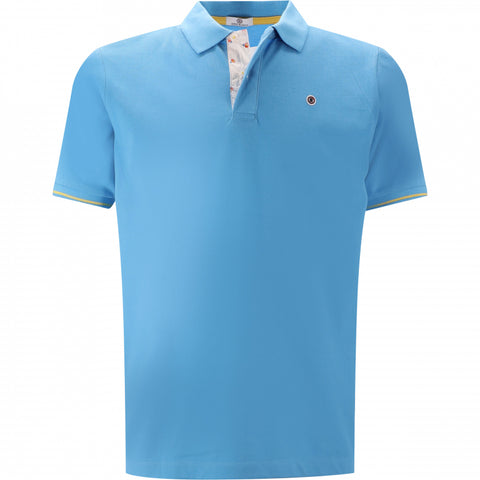 Printed Placket Polo S/S: Lagoon