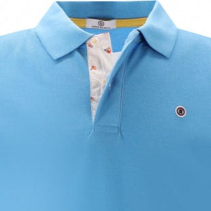 Printed Placket Polo S/S: Lagoon