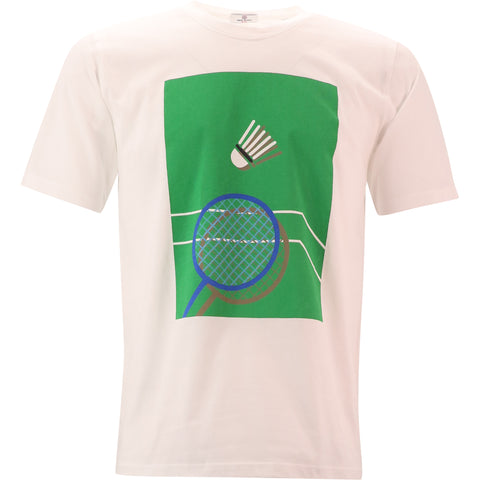 "PLAY" Badminton Graphic Tee S/S: White