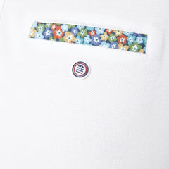Floral Pocket Polo S/S: White