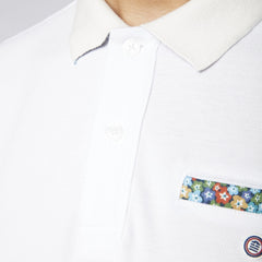 Floral Pocket Polo S/S: White